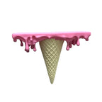 Melting Ice Cream Shelf in Pink with a waffle cone base and glossy melting drip top