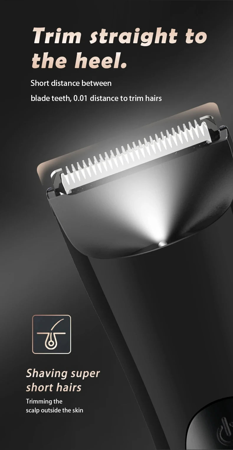 Men’s Groin Trimmer ceramic blade detail showing short tooth spacing and targeted close-trimming design