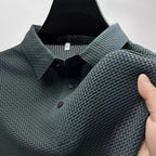 Men's Valor Textured Polo in green with raised knit texture
