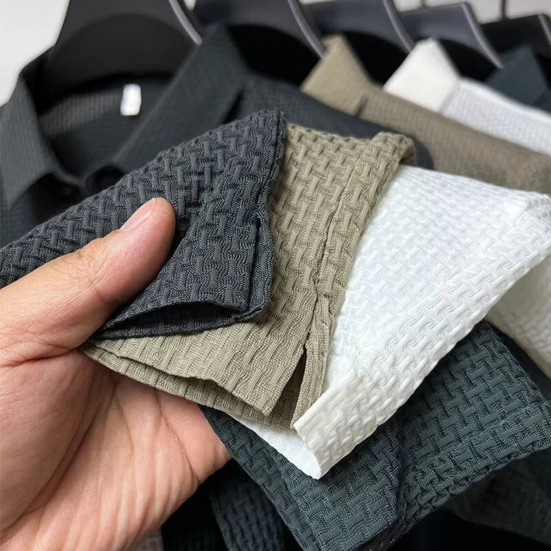 Men's Valor Textured Polo textured fabric swatches in six colors
