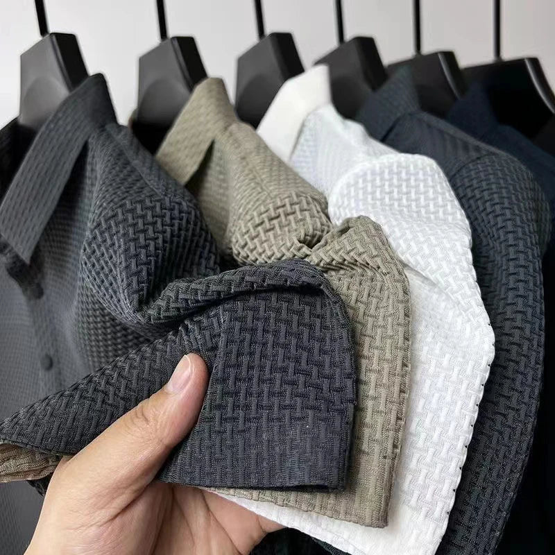 Men's Valor Textured Polo fabric and collar lineup in six colors