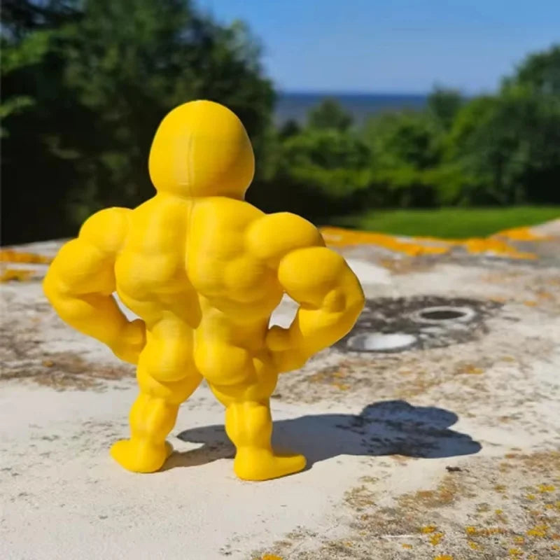 Rear view of Mini Buff Duck Figurine showing sculpted back muscles
