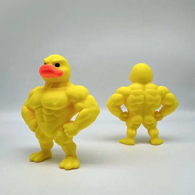 Mini Buff Duck Figurine front and back muscle details