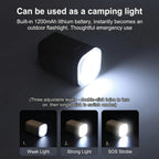 Mini Electric Air Pump showing low, bright, and SOS strobe camping light modes