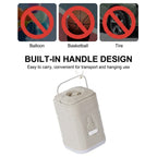 Mini Electric Air Pump with metal carry handle and warning against balloons, basketballs, and tires