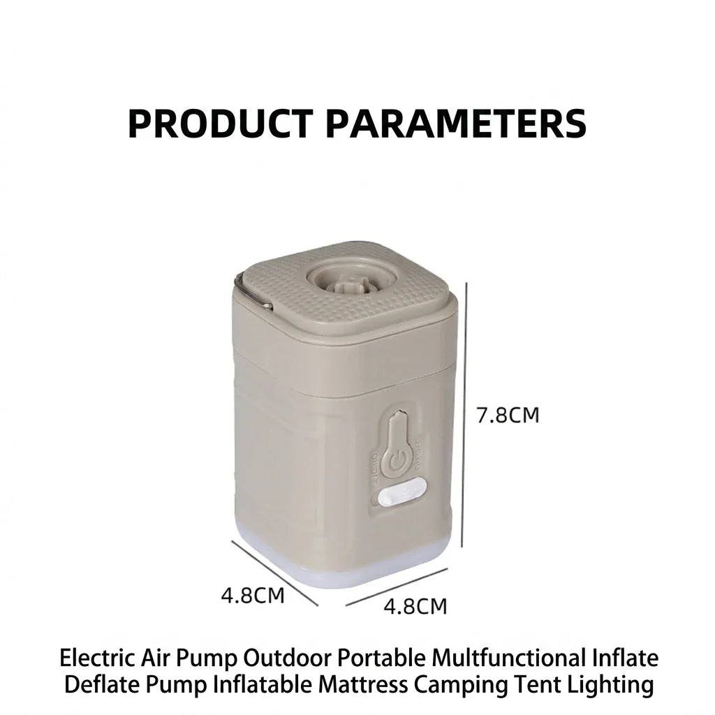 Mini Electric Air Pump size diagram showing 7.8cm height and 4.8cm square width