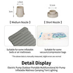 Mini Electric Air Pump medium and short nozzle guide for air mattresses and compression bags