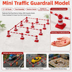 Mini Traffic Cone Set red-toned cones with loop connections and roadwork, parking and construction scenes.