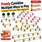 Mini Traffic Cone Set striped cones and bars arranged into straight, zigzag, rectangular and circular layouts.