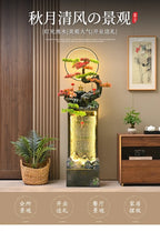 Moonlit Bonsai Waterfall full-height supplier display with an illuminated ring and colorful bonsai-style branches.