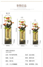 Moonlit Bonsai Waterfall size comparison chart showing the 128, 163 and 202 cm models with base dimensions.