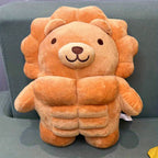 Muscle Buddy Stuffed Animal lion style shown from the front with its mane and muscular plush body