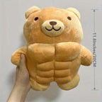 Muscle Buddy Stuffed Animal teddy bear variant held upright to demonstrate its compact 30 cm size