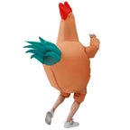 Muscular Rooster Costume rear view showing the rounded back and teal-green tail