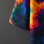 Neon Contour Print Kimono sleeve hem close-up showing the bright contour print and stitched edge.