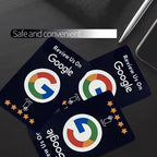 Three black NFC review cards fanned out on a dark surface
