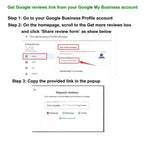 Supplier guide showing how to copy a business review link from Google Business Profile