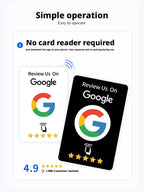 Supplier NFC review card graphic about phone setup with an illustrative review rating