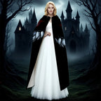 Nightmare Grin Costume Cape alternate castle styling with the black outer cape and light inner lining