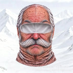 Old Man Ski Mask Big Mustache style with gray hair, a large white mustache and a wide eye opening