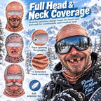 Old Man Ski Mask collage highlighting the wide eye opening and extended printed neck section
