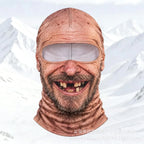 Old Man Ski Mask Missing Teeth style with a bald-head print, stubble and a gap-toothed grin