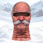 Old Man Ski Mask Smoking style with a printed white mustache, cigarette and extended neck