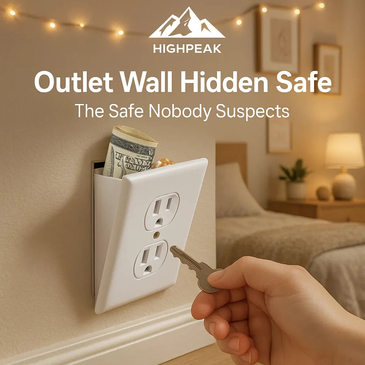 Safe Outlets HighPeak Outlet Wall Safe Fake Electrical Socket for Hidden Valuables