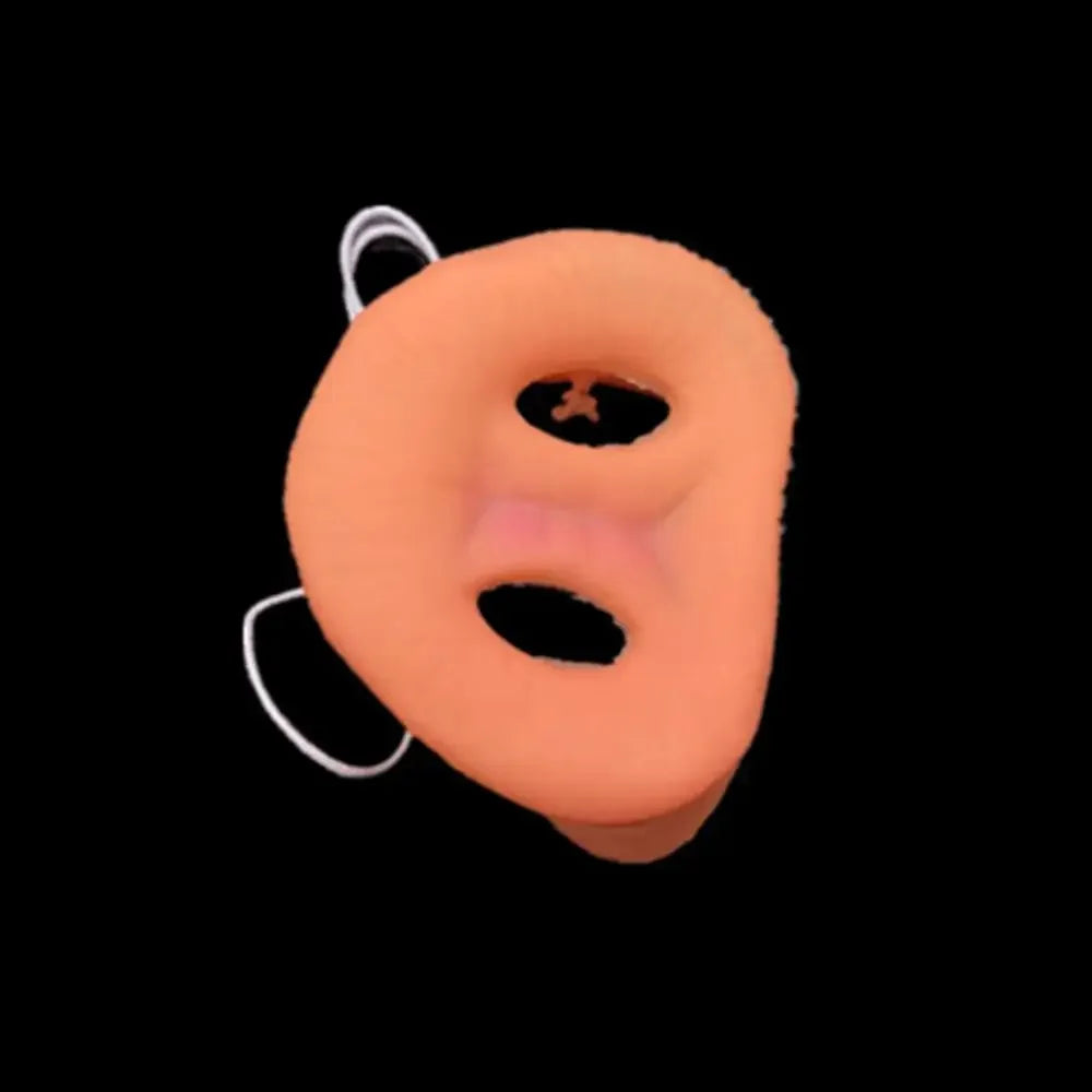 Pig Nose Costume Mask front view against black, with the white fastening strap visible behind it.