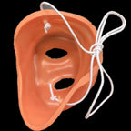 Pig Nose Costume Mask interior showing the hollow nose space, nostril openings, and knotted white strap.