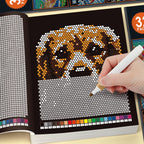 Pixel Mosaic Coloring Book bulldog mosaic page showing the coded lower section and color key