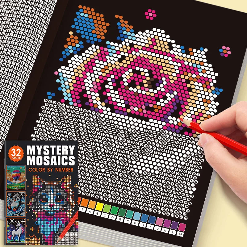 Pixel Mosaic Coloring Book coded butterfly mosaic with color key and partially finished wings
