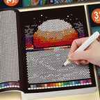 Pixel Mosaic Coloring Book sunset landscape mosaic with coded spaces and color key