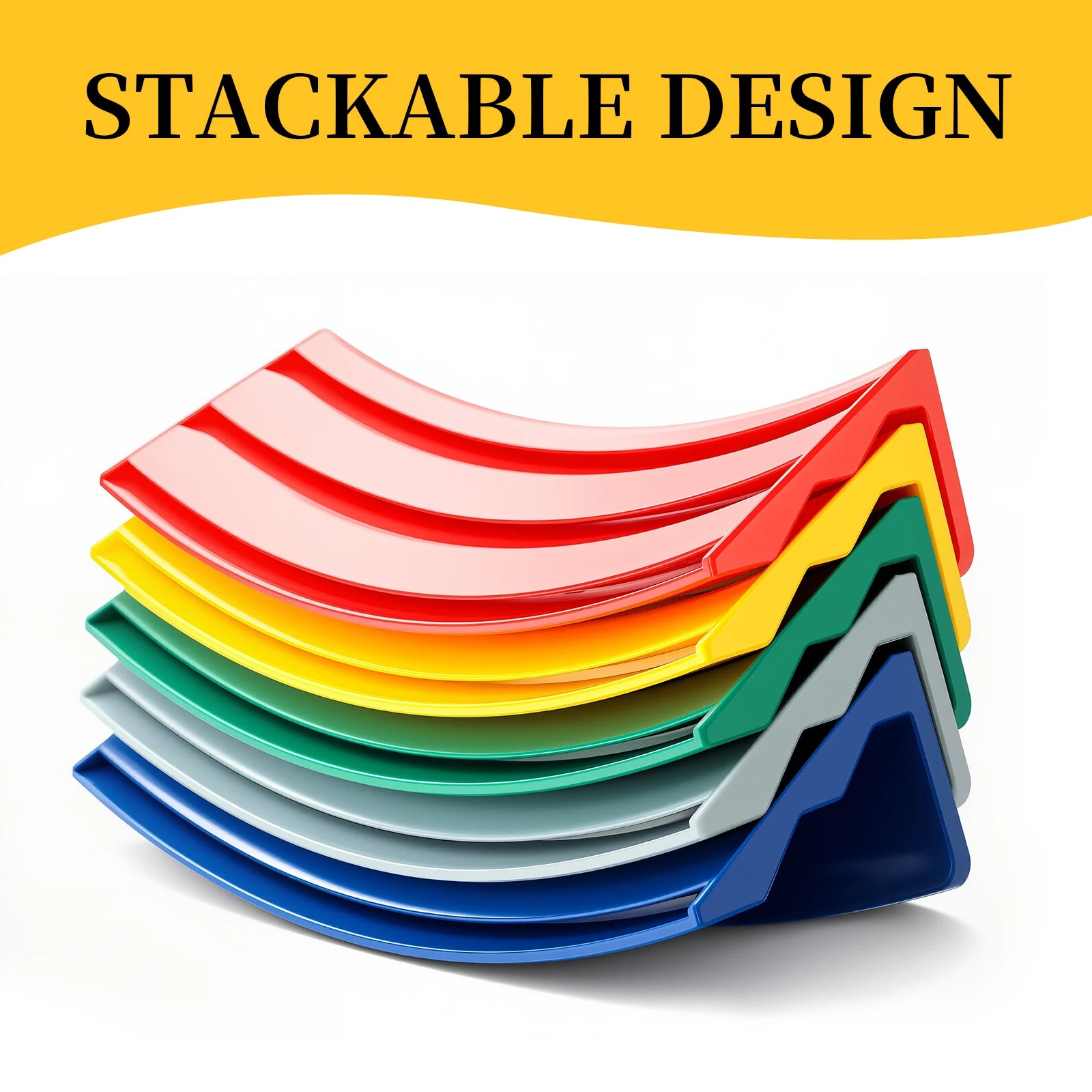 Playing Card Holder stackable design showing the five colors nested together for easy storage