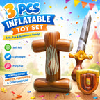 Pool Knight Float Set three inflatable pieces displayed with party graphics and a castle background
