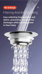 Pop-Up Sink Strainer drainage demonstration with water passing freely through the lower outlet.