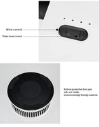 Portable Oscillating Fan close-up showing the wind and oscillation controls plus the folded base