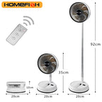Portable Oscillating Fan size comparison showing 10 cm folded, 35 cm low, and 92 cm standing heights