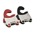 Red and black Pot Clip Spoon Holders shown side by side on a white background