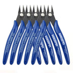 Precision Flush Cutters arranged in a supplier display of five blue-handled tools; this listing includes three.