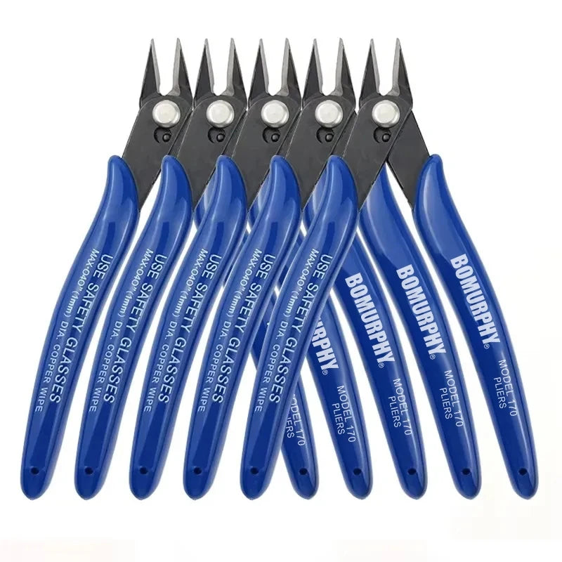 Precision Flush Cutters arranged in a supplier display of five blue-handled tools; this listing includes three.