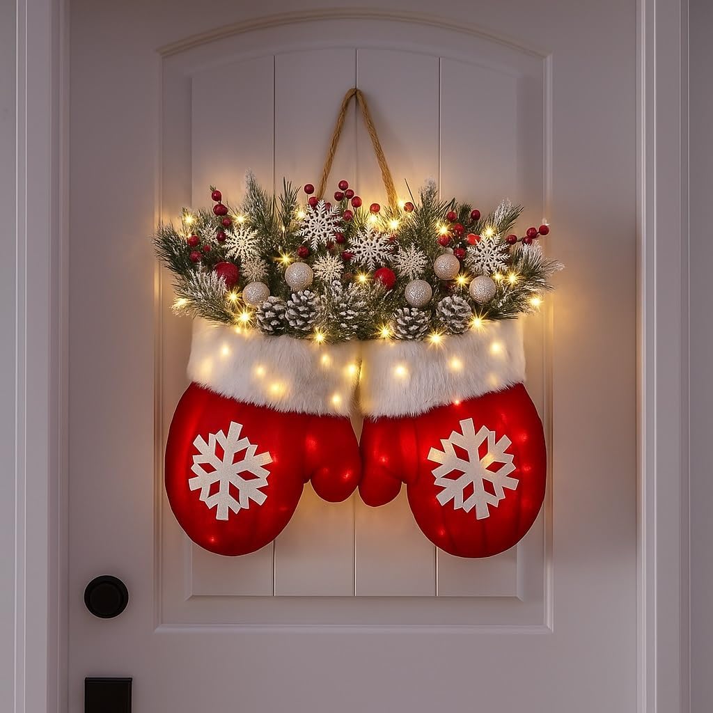 LED Christmas Gloves Wreath