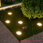 Halloween Fall Decor  4pcs SolarPowered LED Dog Paw Path Lights Outdoor Cute Footprint Ground Lighting for Lawn Walkway Yard Landscape Illumination