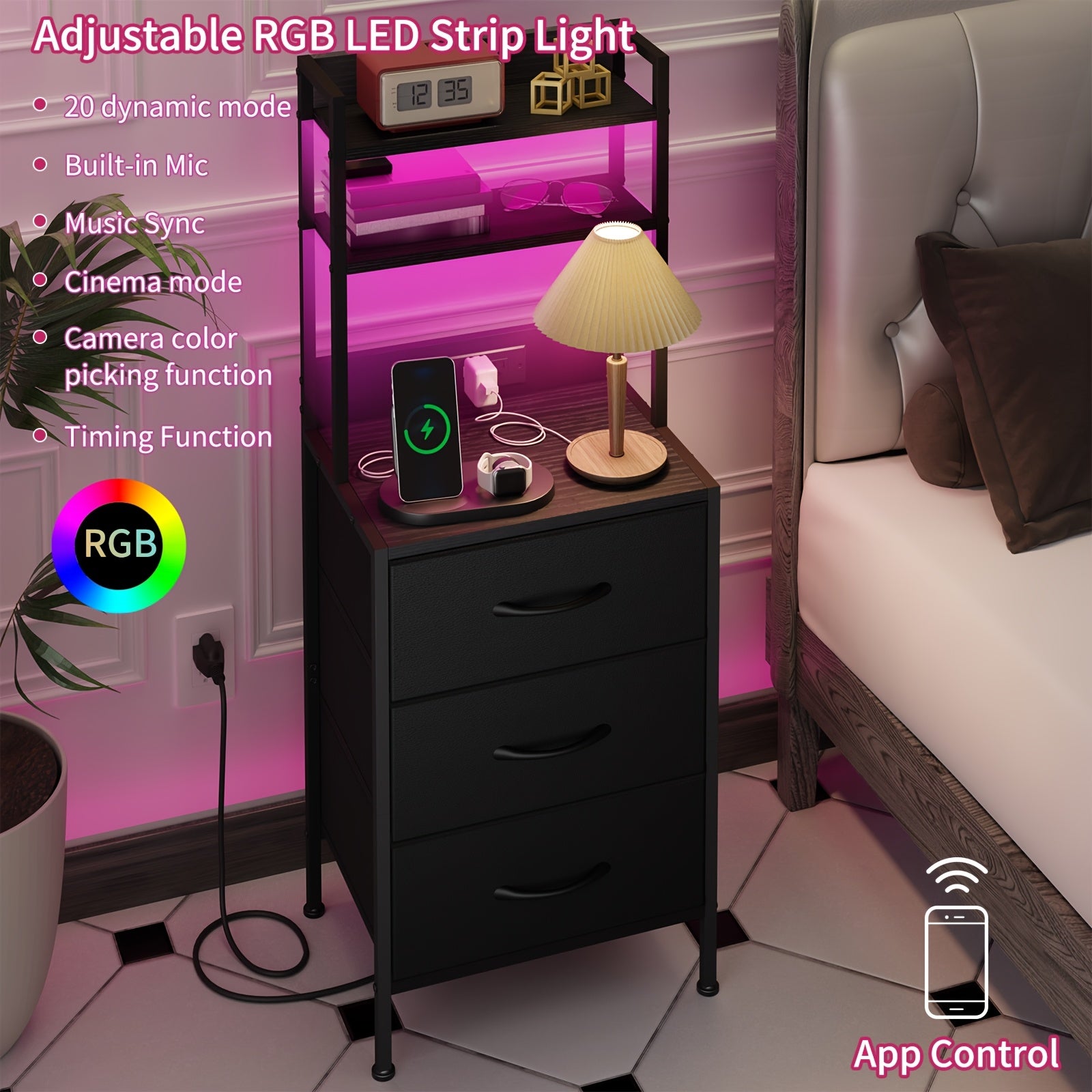 LED Charging Nightstand