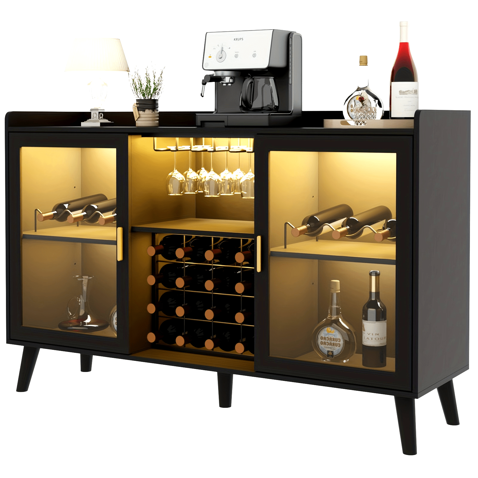 Wine Bar Cabinet with LED Light