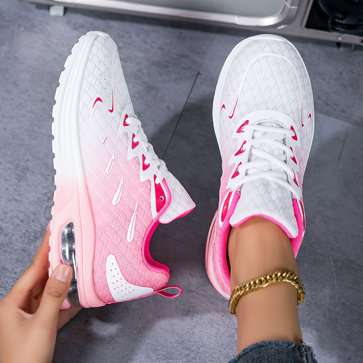 HighPeak AirCushion Gradient Sneakers  Lightweight Ombr Runners for Women