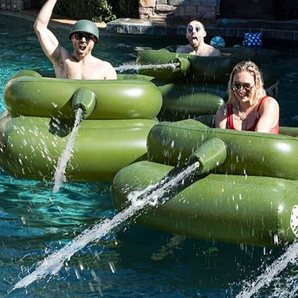 HighPeak Tank Pool Float – Inflatable Water Raft with Spray Cannons