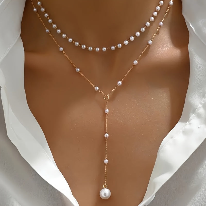 Pearl Drop Layered Necklace