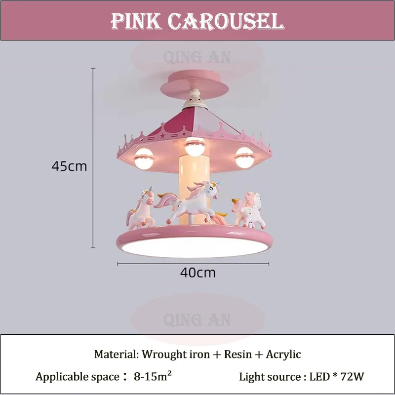 Pink Princess Carousel Ceiling Lamp size diagram showing 40 cm width and 45 cm height