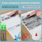 Privacy Eraser Spray Pen comparison graphic showing treated and covered printed information